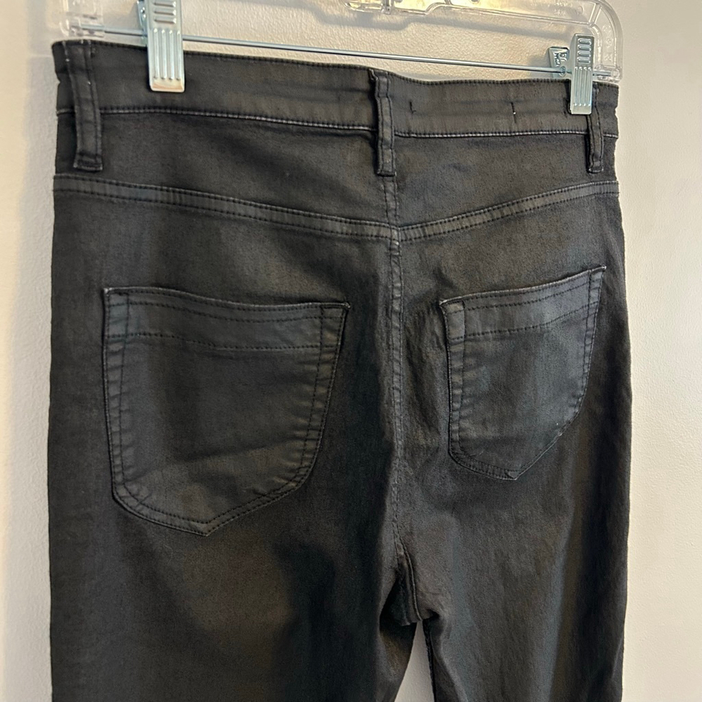 REISS Black Coated Skinny Jeans Size 29 | Faux Leather High Rise - Picture 10 of 13